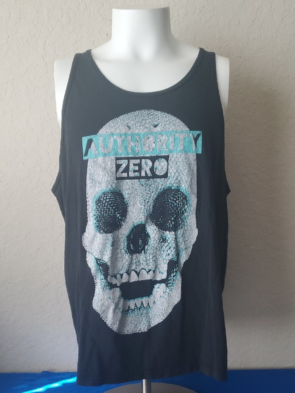 Authority Zero Band Tank Top Men's XL Black Skull Graphic Punk Rock Sleeveless
